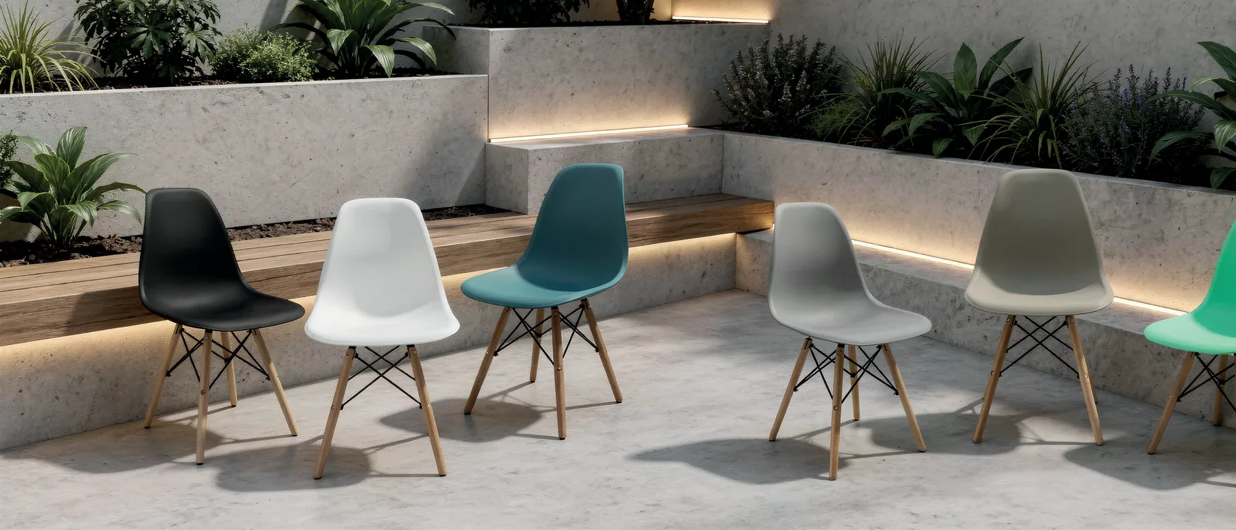 Silla DKR tipo Eames en un ambiente decorado